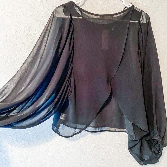 Lush sheer sleeve/tulip sheer back blouse - Picture 4 of 5